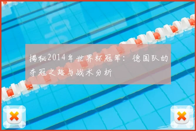 揭秘2014年世界杯冠军：德国队的夺冠之路与战术分析